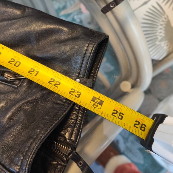 Derringer 100% Lambskin Leather Vented Moto Jacket sz L Black Silver Biker - Picture 12 of 14